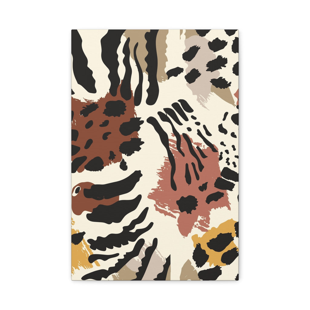 Abstract Animal Print Matte Canvas Wall Art — Neutral Safari Brushstroke Decor