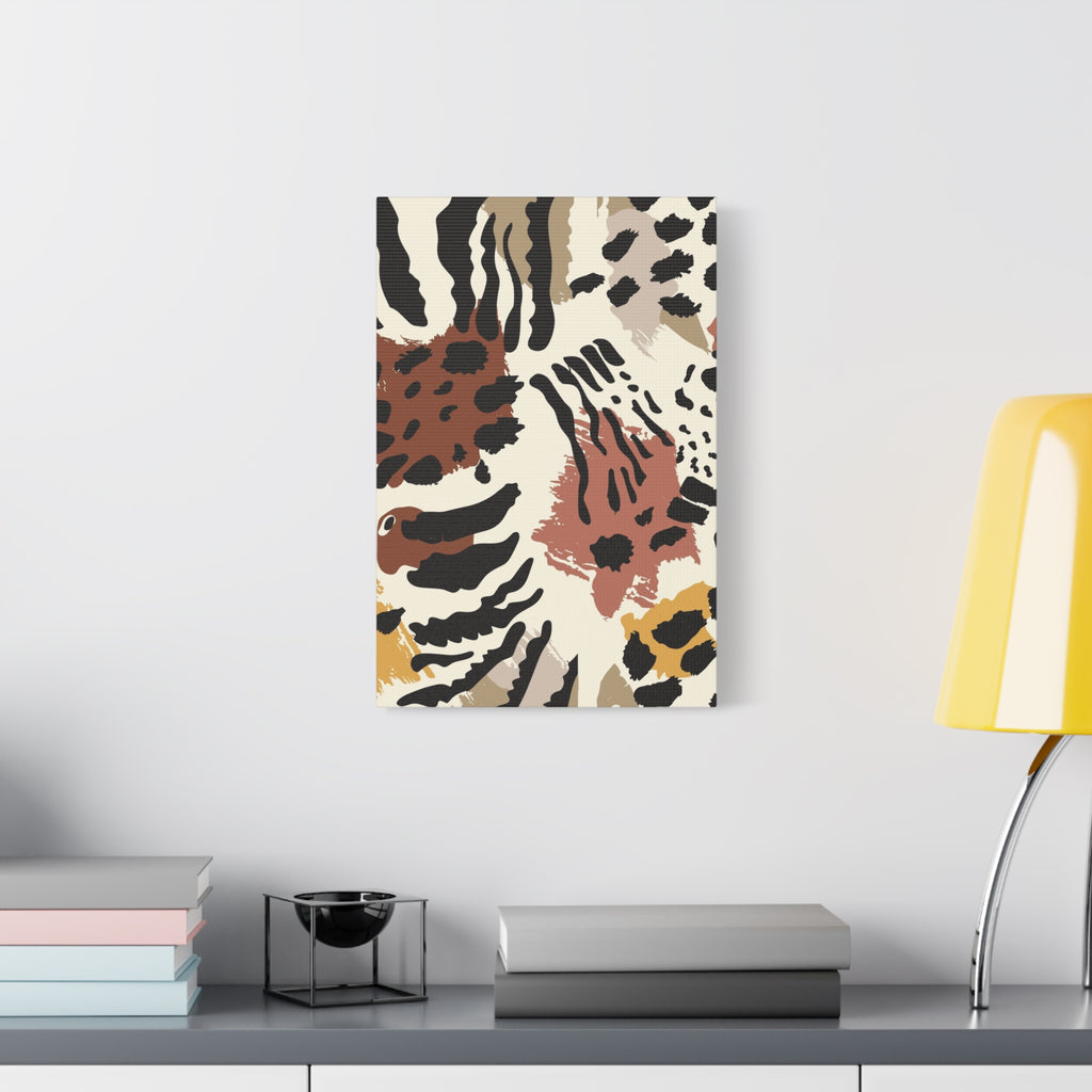 Abstract Animal Print Matte Canvas Wall Art — Neutral Safari Brushstroke Decor