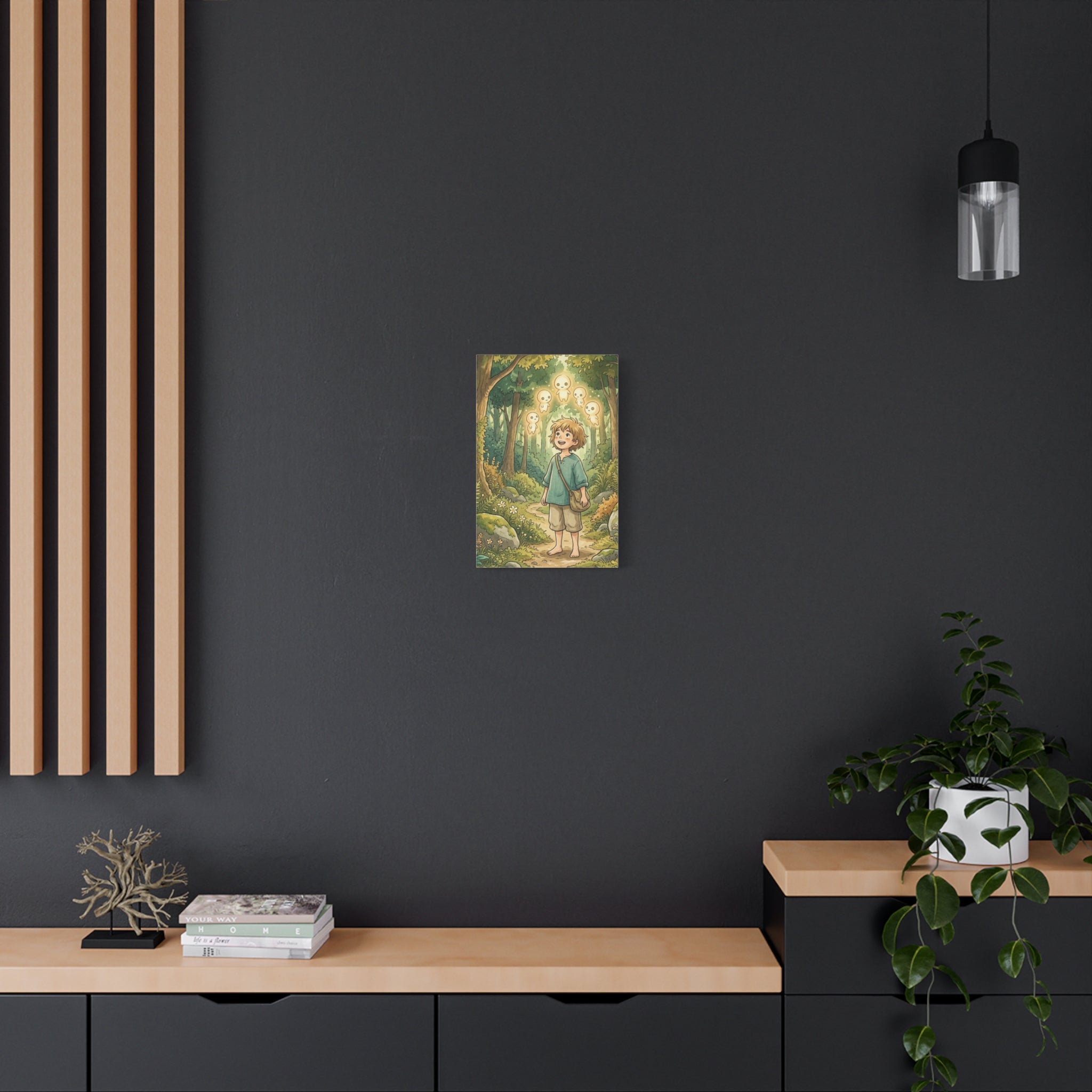 Forest Spirit Canvas Print — Boy with Kodama Wall Art