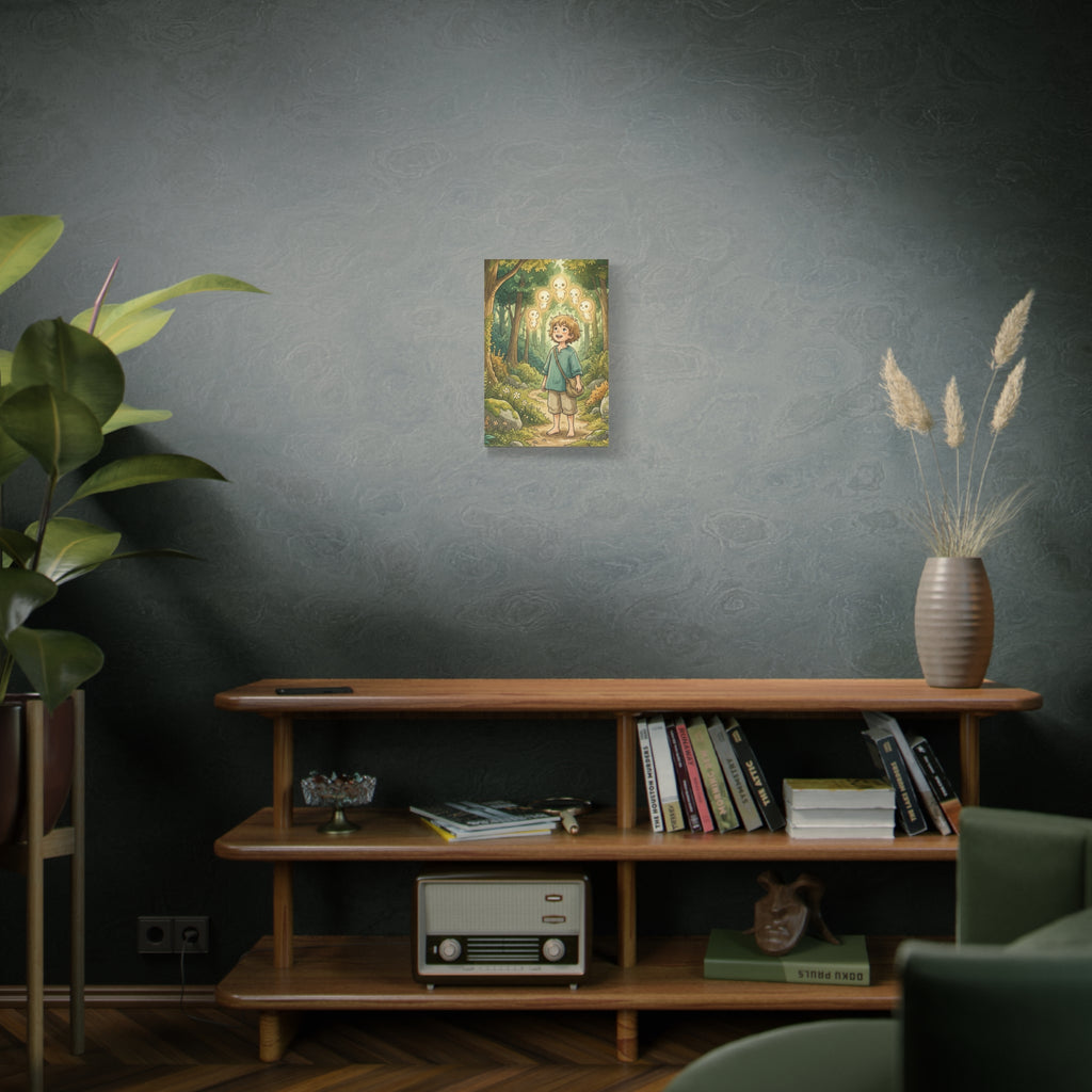 Forest Spirit Canvas Print — Boy with Kodama Wall Art
