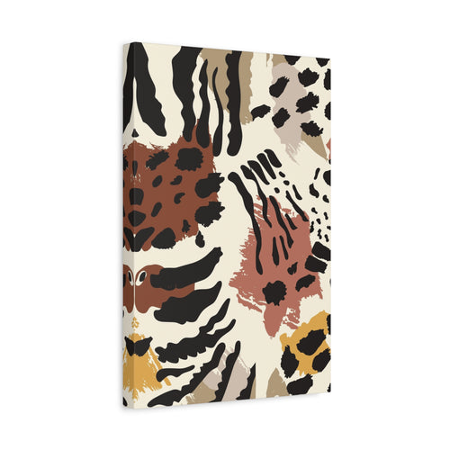 Abstract Animal Print Matte Canvas Wall Art — Neutral Safari Brushstroke Decor